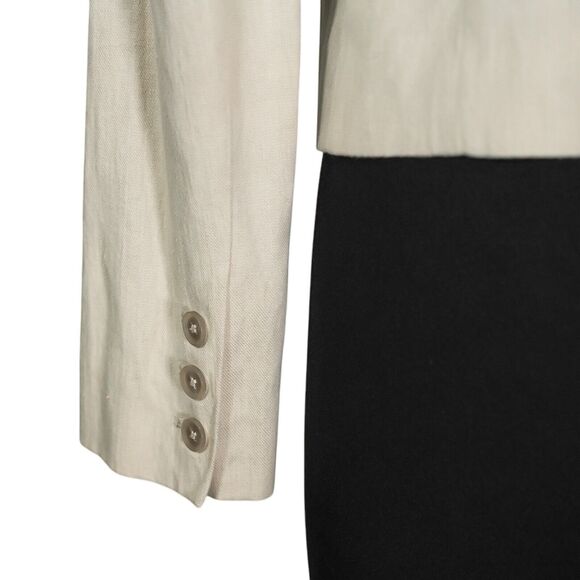 Vince Women's Jacket Beige Linen Cotton Open Front Lined Cropped Blazer Size 4 - Picture 9 of 9